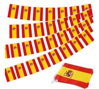 HOMAVEL Drapeau de Chaîne Espagne de 10 Mètres,Composée de 30 Drapeaux en Polyester Résistant,Idéale pour Coupe du monde,Les Pubs Sportifs et Les Décorations de Fêtes Patriotiques.