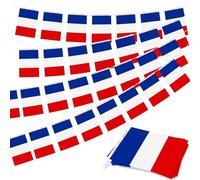 HOMAVEL Drapeau de Chaîne France de 10 Mètres,Composée de 30 Drapeaux en Polyester Résistant,Idéale pour Coupe du monde,Les Pubs Sportifs et Les Décorations de Fêtes Patriotiques.