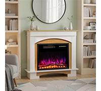 HOMAVO 23" Cheminée Électrique, 1000W/2000W Cheminée Électrique Chauffante, 12 Couleurs de Flamme 3D, 4 Couleurs de Feu en Bois, Télécommande, Armoire Incluse