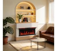 HOMAVO 36" Cheminée Électrique, 1000W/2000W Cheminée Électrique Chauffante, 12 Couleurs de Flamme 3D, Télécommande, Meuble Incluse, avec Bandeau LED