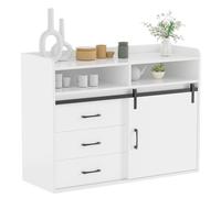 HOMAVO Buffet coulissant avec 3 tiroirs et 1 porte coulissante - 107 x 80 x 40 cm | Blanc
