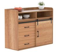 HOMAVO Buffet coulissant avec 3 tiroirs et 1 porte coulissante - 107 x 80 x 40 cm | Couleur du bois