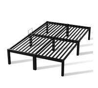 HOMAVO Lit en métal 140×200 cm, Hauteur 30 cm, Montage sans vis, Grand Espace de Rangement sous Le lit, sommier à Lattes Stable, Compatible avec différents Matelas, Silencieux