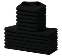 Homaxy Lot de 12 torchons de cuisine 100 % coton ultra doux et absorbants, 30,5 x 30,5 cm et 33 x 71,1 cm, noir
