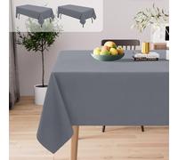 Homaxy Lot de 2 Nappe Rectangulaire Imperméable 130 x 160 cm Nappe de Table en Polyester Anti-Taches Lavable Nappe Exterieur pour Manger, Jardin, Mariage - Gris