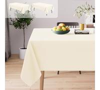 Homaxy Lot de 2 Nappe Rectangulaire Imperméable 140 x 100 cm Nappe de Table en Polyester Anti-Taches Lavable Nappe Exterieur pour Manger, Jardin, Mariage - Beige