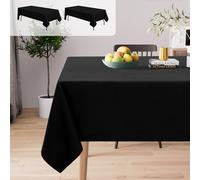 Homaxy Lot de 2 Nappe Rectangulaire Imperméable 140 x 240 cm Nappe de Table en Polyester Anti-Taches Lavable Nappe Exterieur pour Manger, Jardin, Mariage - Noir