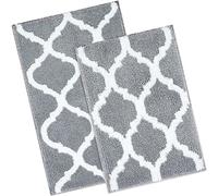 Homaxy Lot de 2 Tapis de Bain Antidérapant,Tapis Salle de Bain Absorbant en Microfibre Douce,Tapis de Salle à Motifs marocains, Lavable en Machine - 40 x 60 cm + 50 x 76 cm, Gris