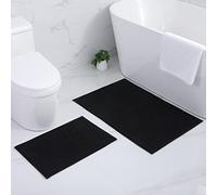 Homaxy Lot de 2 Tapis de Bain Antidérapant, Tapis Salle de Bain en Microfibre Chenille Douce, Absorbant, Lavable en Machine - 40 x 60 cm + 60 x 90 cm, Noir