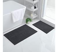 Homaxy Lot de 2 Tapis de Bain Antidérapant, Tapis Salle de Bain en Microfibre Chenille Douce, Absorbant, Lavable en Machine - 40 x 60 cm + 50 x 80 cm, Gris Foncé