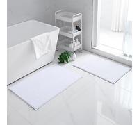 Homaxy Lot de 2 Tapis de Bain Antidérapant, Tapis Salle de Bain en Microfibre Chenille Douce, Absorbant, Lavable en Machine - 40 x 60 cm + 50 x 80 cm, Blanc