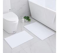 Homaxy Lot de 2 Tapis de Bain Antidérapant, Tapis Salle de Bain en Microfibre Chenille Douce, Absorbant, Lavable en Machine - 40 x 60 cm + 60 x 90 cm, Blanc