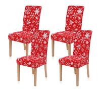 Homaxy Lot de 4 housses de chaise universelles extensibles pour chaise de salle à manger (Noël E)