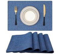 Homaxy Lot de 4 sets de table lavables - En lin - Résistants à la chaleur - Antidérapants - Double face - En tissu - Bleu