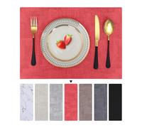 Homaxy Lot de 4 sets de table lavables et imperméables - Double face - En cuir - Antidérapants - Rouge