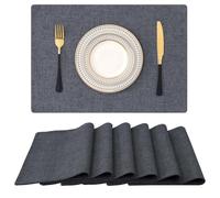 Homaxy Lot de 6 sets de table lavables - En lin - Résistants à la chaleur - Antidérapants - Double face - En tissu - Anthracite