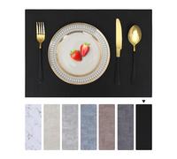 Homaxy Lot de 6 sets de table, lavables, imperméables, double face, en cuir, antidérapants, beaux sets de table, noirs