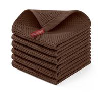 Homaxy Lot de 6 torchons de cuisine 100 % coton gaufré, ultra doux, absorbants, séchage rapide, 30,5 x 30,5 cm, café