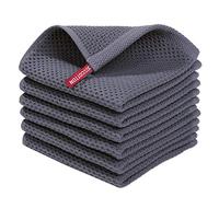 Homaxy Lot de 6 torchons de Cuisine 100% Coton gaufré, Ultra Doux, absorbants, séchage Rapide, 30,5 x 30,5 cm, Gris foncé