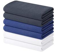 Homaxy Lot de 6 torchons de cuisine à tissage gaufré 100 % coton, doux et absorbants, 40,6 x 66 cm, à séchage rapide - Couleurs mélangées