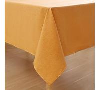 Homaxy - Nappe Aspect Lin Lavable Effet Lotus - Carrée 140 x 300 cm - Imperméable et Anti-taches - Jaune