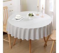 Homaxy Nappe de Table Aspect Lin Nappe Ronde 140 cm Nappe Exterieur Imperméable Anti-tâche Protection de Table pour Salle à Mangerr,Jardin - Gris Clair