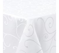 Homaxy Nappe rectangulaire 140x180 cm Blanc | Nappe lavable en polyester jacquard anti-poussière pour cuisine, salle à manger, décoration d'intérieur
