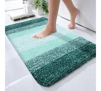 Homaxy Tapis de Salle de Bain Doux, 40 x 60 cm, antidérapant, Lavable, Moelleux à Poils Longs, en Microfibre absorbante, Vert Foncé