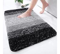Homaxy Tapis de Salle de Bain Doux, 51 x 76 cm, antidérapant et Lavable, à Poils Longs, en Microfibre absorbante, Noir