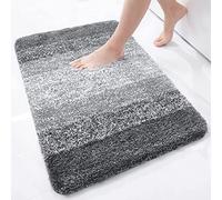 Homaxy Tapis de Salle de Bain Doux, 51 x 76 cm, antidérapant, Lavable, Moelleux à Poils Longs, en Microfibre absorbante, Gris