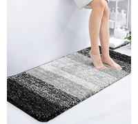 Homaxy Tapis de Salle de Bain Doux, 60 x 120 cm, antidérapant et Lavable, à Poils Longs, en Microfibre absorbante, Noir