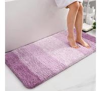 Homaxy Tapis de Salle de Bain Doux, 60 x 120 cm, antidérapant, Lavable, Moelleux à Poils Longs, en Microfibre absorbante, Violet