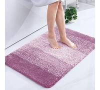 Homaxy Tapis de Salle de Bain Doux, 60 x 90 cm, antidérapant, Lavable, Moelleux à Poils Longs, en Microfibre absorbante, Violet