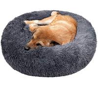 Homay Donut Paniers pour Chiens, Lit Doux Peluche Chaud pour Grand Chien et Lavable Coussin,L-70cm,Gris foncé