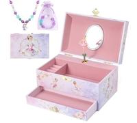 hombrima Boîte à bijoux musicale avec tiroir pour collier et bracelet, coffret de rangement pour bijoux musical avec ballerine tournante, coffret cadeau pour filles (Lila-Ballet)