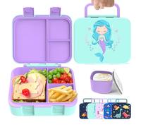 hombrima Boîtes à bento pour enfants, avec plusieurs compartiments pour garçons, filles, enfants, adultes, école de travail, vert lac, sirène