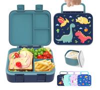 hombrima Boîtes à bento pour enfants, avec plusieurs compartiments pour garçons, filles, enfants, adultes, école de travail (dinosaure bleu foncé)