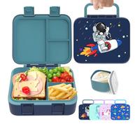 hombrima Boîtes à bento pour enfants, avec plusieurs compartiments pour garçons, filles, enfants, adultes, école de travail (bleu foncé/astronaute)