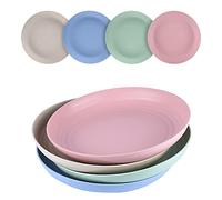 hombrima Lot de 4 assiettes familiales de 19,8 cm, incassables, passent au lave-vaisselle et au micro-ondes, sans BPA, vertes et saines pour les tout-petits, les enfants et les adultes (20 cm)