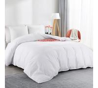 HOMBYS Housse de Couette surdimensionnée en Microfibre Ultra Douce pour Toutes Les Saisons avec Fermeture éclair, 8 languettes Coniques pour très Grand lit - Blanc - 305,8 x 304,8 cm
