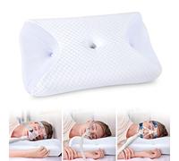 HOMCA Oreiller CPAP en Mousse à Mémoire de Forme Réduit la Pression du Masque Facial et Les Fuites d'air, Oreiller pour Dormir sur Le Côté pour Tous Les Masques CPAP, 65x40x9/11cm, Blanc