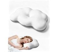 HOMCA Oreiller Nuage Mémoire Forme Cervical pour Tous Les Dormeurs | Blanc+Gris, Deux Hauteurs, 60x40x9/12cm, Oreiller Ergonomique Doux comme un Nuage, Housse lavable, Tissu OEKO-TEX