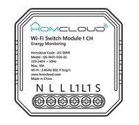 Homcloud Module Interrupteur 1 Canal Wi-FI avec Surveillance d'énergie