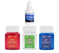 Homcoice Kit Solution Étalonnaget pH (4.00, 7.00 et 10.01), universel Solution Étalonnage pH 50 ml et Solution Stockage de sonde pH (KCL) 30 ml pour pH-mètres