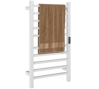 HOMCOM 10-Bar Chauffe-Serviettes électrique Intelligent avec minuterie et Affichage LCD, Porte-Serviettes Mural en Acier Inoxydable, températures réglables pour la Salle de Bains, 45x11x80 cm, Blanc
