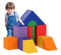 HOMCOM 11 Blocs de Construction en Mousse - modules de motricité - Jouets éducatifs - Mousse EPE revêtement PU Multicolore