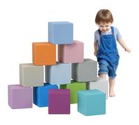 HOMCOM 12 Piece Soft Play Foam Blocks Toy Building Stacking Compliant Learning Toys for Toddler Baby Kids Preschool Blue