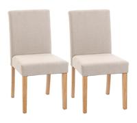 HOMCOM 2 chaises avec Dossier, Aspect Lin, Blanc crème