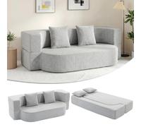HOMCOM 2-en-1 Canapé Lit 2 Places sans Cadre Chenille Gris Clair