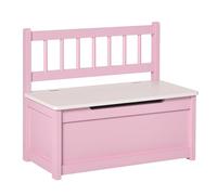 HOMCOM 2 en 1 Coffre à jouet enfant, couvercle rabattable et charnières de sécurité, banc de rangement enfant avec dossier, pour salon, couloir, 60 x 30 x 50 cm, rose